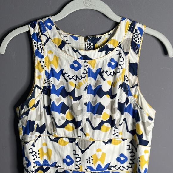 French Connection Blue and Yellow Sleeveless A Line Dress Size 4 - Picture 2 of 9